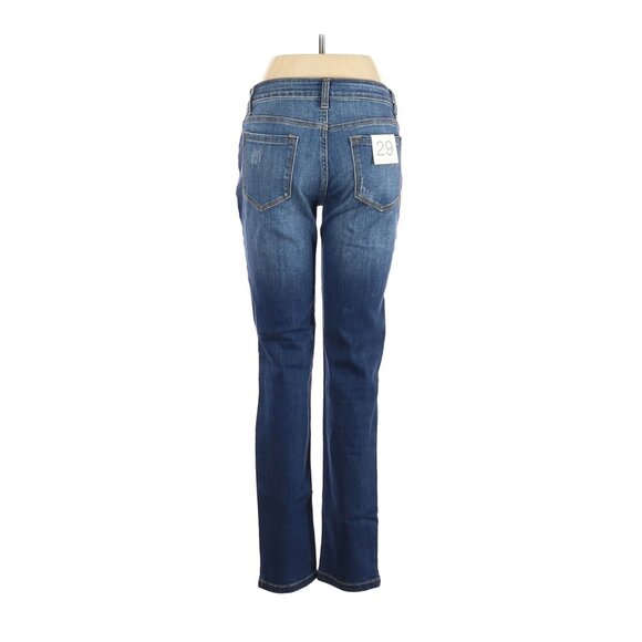 NWT Kancan Size 29 Waist Jeans Distressed Denim Cutout Straight Leg Boyfriend - Picture 2 of 2